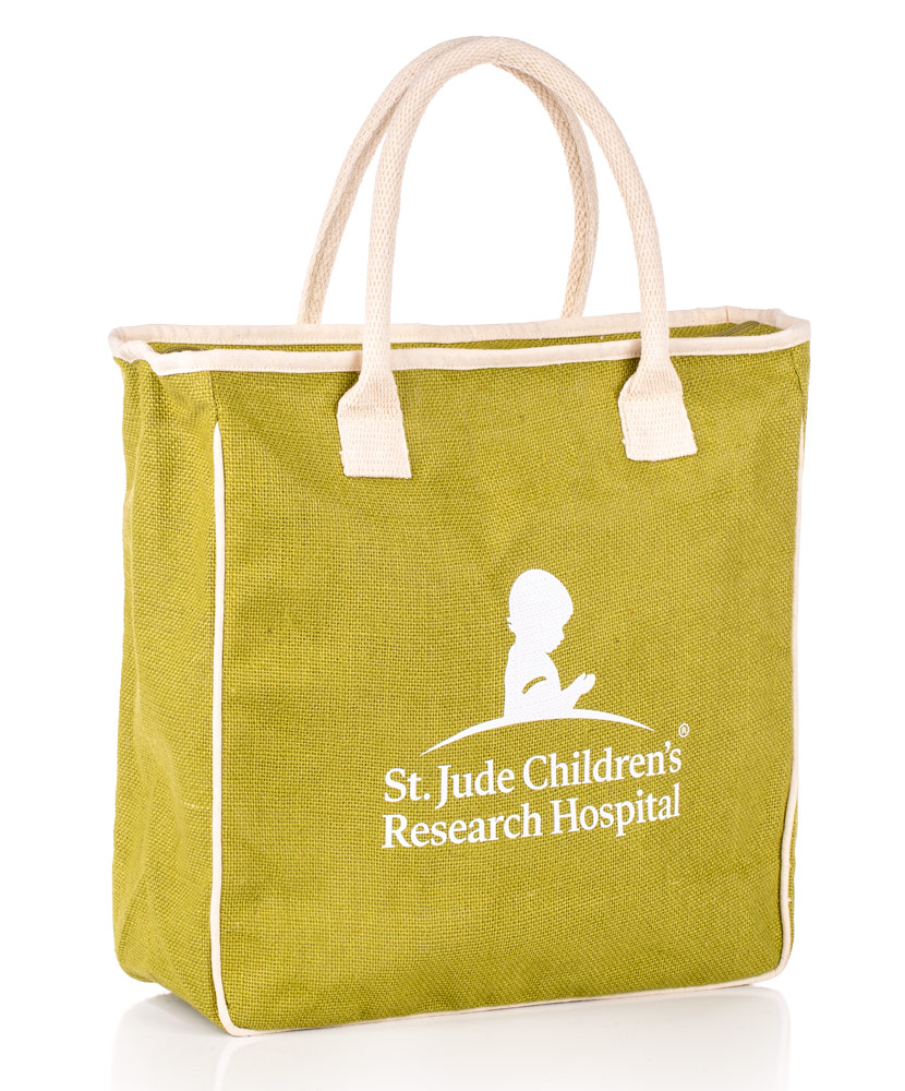 St. Jude Logo Green Jute Tote Bag